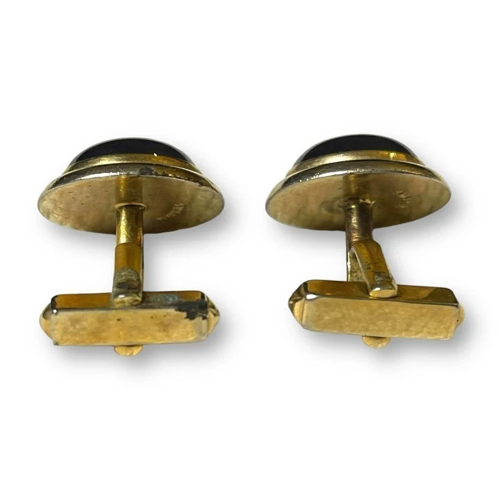 Vintage Swank Gold Tone Cufflinks with Moonglow Thermoset Cabochons